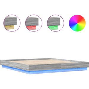 vidaXL Bed Frame with LED Lights Bed Base Grey Sonoma 180x200 cm Super King vidaXL Bed Frame with LED Lights Bed Base Grey Sonoma 180x200 cm Super King