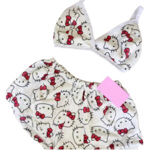 Unbranded (White, M 45-60KG) Hello Kitty Loose Ladies Pajama Two-Piece Womens Cartoon Paja Unbranded (White, M 45-60KG) Hello Kitty Loose Ladies Pajama Two-Piece Womens Cartoon Paja