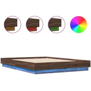 vidaXL Bed Frame with LED Lights Home Bed Base Bedstead Brown Oak 140x200 cm vidaXL Bed Frame with LED Lights Home Bed Base Bedstead Brown Oak 140x200 cm