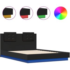 vidaXL Bed Frame with Headboard and LED Lights Home Bed Base Black 140x190 cm vidaXL Bed Frame with Headboard and LED Lights Home Bed Base Black 140x190 cm