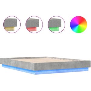 vidaXL Bed Frame with LED Lights - 140x190 cm, Concrete Grey vidaXL Bed Frame with LED Lights - 140x190 cm, Concrete Grey
