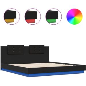 vidaXL Black Bed Frame with LED Lights - 160x200 cm Bed vidaXL Black Bed Frame with LED Lights - 160x200 cm Bed
