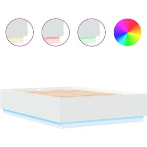 vidaXL Bed Frame with LED Lights Bed Base White 120x200 cm Engineered Wood vidaXL Bed Frame with LED Lights Bed Base White 120x200 cm Engineered Wood