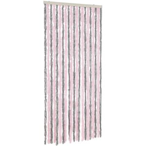 vidaXL Fly Curtain Silver Grey Pink 100x230cm Chenille - Fly Curtain vidaXL Fly Curtain Silver Grey Pink 100x230cm Chenille - Fly Curtain