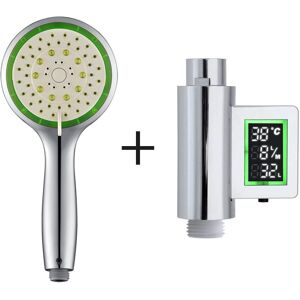 Lowenergie (Eco Water Saving Showerhead – Green 5 Setting Shower Timer with Flow Meter Self Lowenergie (Eco Water Saving Showerhead – Green 5 Setting Shower Timer with Flow Meter Self