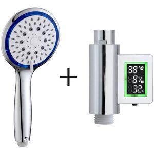 Lowenergie (Eco Water Saving Showerhead – Blue 5 Setting Shower Timer with Flow Meter Self Lowenergie (Eco Water Saving Showerhead – Blue 5 Setting Shower Timer with Flow Meter Self