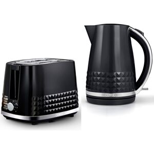 2 Slice Toaster Kettle 1.5L 3KW Jug Black with Chrome Accents Tower Solitaire 2 Slice Toaster Kettle 1.5L 3KW Jug Black with Chrome Accents Tower Solitaire