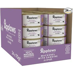 Applaws 100% Natural Wet Cat Food Tins, Mackerl with Sardine in Broth 70 g for A Applaws 100% Natural Wet Cat Food Tins, Mackerl with Sardine in Broth 70 g for A