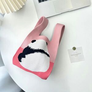 nobrand (Big ass panda-red pink) Large -Capacity Net Red Handbag Knitted Knitted Wool Bu nobrand (Big ass panda-red pink) Large -Capacity Net Red Handbag Knitted Knitted Wool Bu