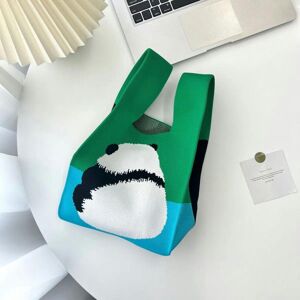 nobrand (Big ass panda-blue-green) Large -Capacity Net Red Handbag Knitted Knitted Wool nobrand (Big ass panda-blue-green) Large -Capacity Net Red Handbag Knitted Knitted Wool