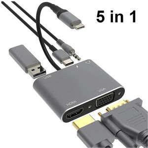 nobrand (5 in 1) USB C Hub 4 in 1 Type C 3.0 Adapter to 4K HDMI HDTV VGA USB 3.0 PD Fast nobrand (5 in 1) USB C Hub 4 in 1 Type C 3.0 Adapter to 4K HDMI HDTV VGA USB 3.0 PD Fast