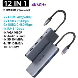nobrand (12 in 1D(2HDMI VGA) MOKiN 12-in-1 Gen 2 USB C HUB 4K@60Hz HDMI DP 3* USB 3.0 Ty nobrand (12 in 1D(2HDMI VGA) MOKiN 12-in-1 Gen 2 USB C HUB 4K@60Hz HDMI DP 3* USB 3.0 Ty