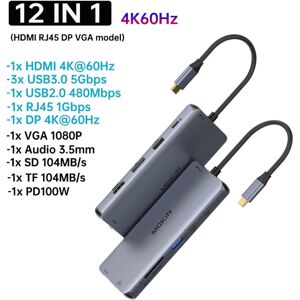 nobrand (12 in 1A(HDMI DP VGA) MOKiN 12-in-1 Gen 2 USB C HUB 4K@60Hz HDMI DP 3* USB 3.0 nobrand (12 in 1A(HDMI DP VGA) MOKiN 12-in-1 Gen 2 USB C HUB 4K@60Hz HDMI DP 3* USB 3.0