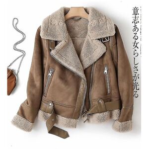 Unbranded (Brown, M) Women Winter Faux Shearling Sheepskin Fake Leather Jackets Lady Thick Unbranded (Brown, M) Women Winter Faux Shearling Sheepskin Fake Leather Jackets Lady Thick