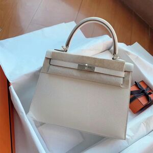 Unbranded (White, Silver hardware) Advanced Niche Light Luxury Brand Kelly Bag Wide Should Unbranded (White, Silver hardware) Advanced Niche Light Luxury Brand Kelly Bag Wide Should