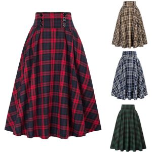 Unbranded (Red, XL) Womens Plaid Wool Skirts Elastic Waist A-line Pleated Tartan Long Skir Unbranded (Red, XL) Womens Plaid Wool Skirts Elastic Waist A-line Pleated Tartan Long Skir