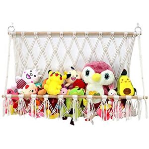 Pomurom Stuffed Animal Storage Hammock, 100x60cm Toy Hammock Net, Boho Macrame Wall Hang Pomurom Stuffed Animal Storage Hammock, 100x60cm Toy Hammock Net, Boho Macrame Wall Hang