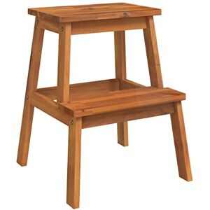 vidaXL Solid Wood Acacia 2 Step Stool Garden Outdoor Terrace Balcony Home Wooden vidaXL Solid Wood Acacia 2 Step Stool Garden Outdoor Terrace Balcony Home Wooden