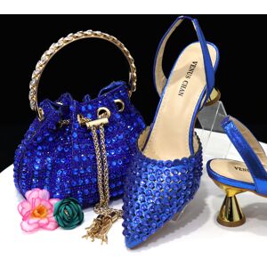 Unbranded (Blue, 42) Italian Design Shoe And Bag Set In Attractive Matching Colours - High Unbranded (Blue, 42) Italian Design Shoe And Bag Set In Attractive Matching Colours - High