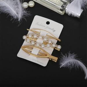 Unbranded (L) 3pcs/Set Elegant Pearl Hair Clips Pin Golden Metal Geometric Pearls Flower B Unbranded (L) 3pcs/Set Elegant Pearl Hair Clips Pin Golden Metal Geometric Pearls Flower B