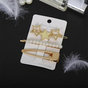 Unbranded (Q) 3pcs/Set Elegant Pearl Hair Clips Pin Golden Metal Geometric Pearls Flower B Unbranded (Q) 3pcs/Set Elegant Pearl Hair Clips Pin Golden Metal Geometric Pearls Flower B