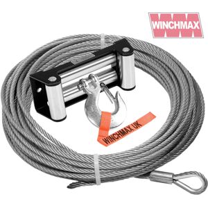 WINCHMAX Wire Rope 26m X 9.5mm, Hole Fix. Roller Fairlead. 3/8 Inch Clevis Hook. WINCHMAX Wire Rope 26m X 9.5mm, Hole Fix. Roller Fairlead. 3/8 Inch Clevis Hook.