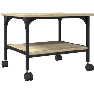 vidaXL 2-Tier Printer Stand with Wheels - Sonoma Oak, Engineered Wood & Steel, L vidaXL 2-Tier Printer Stand with Wheels - Sonoma Oak, Engineered Wood & Steel, L