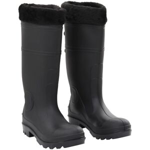 vidaXL Rian Boots with Removable Socks Waterproof Wellies Black Size 38 PVC vidaXL Rian Boots with Removable Socks Waterproof Wellies Black Size 38 PVC
