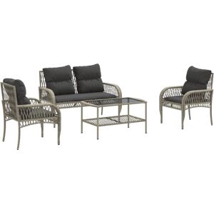 vidaXL Garden Sofa Set 4 Piece with Cushions Couch Light Grey Poly Rattan vidaXL Garden Sofa Set 4 Piece with Cushions Couch Light Grey Poly Rattan