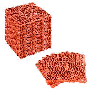 (6 x 5pc Anti-Slip Deck Boards) KCT Red Brick Garden Path and Patio Decking Inte (6 x 5pc Anti-Slip Deck Boards) KCT Red Brick Garden Path and Patio Decking Inte