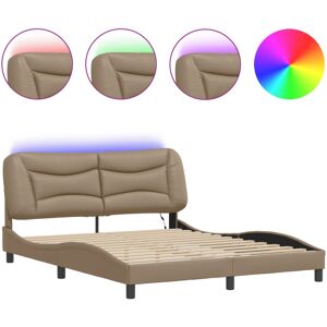 vidaXL Bed Frame with LED Lights Bed Base Cappuccino 160x200 cm Faux Leather vidaXL Bed Frame with LED Lights Bed Base Cappuccino 160x200 cm Faux Leather