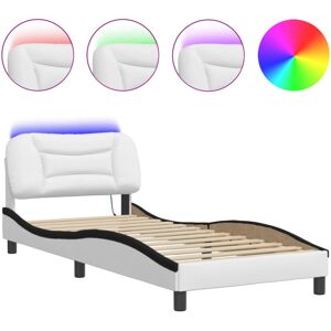 vidaXL Bed Frame with LED Lights - 80x200 cm Faux Leather, Black & White vidaXL Bed Frame with LED Lights - 80x200 cm Faux Leather, Black & White