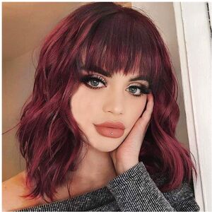 VEISHET (Red) Women Ladies Red Short Curly Wigs Natural Bob With Bangs Wavy Hair Cosplay VEISHET (Red) Women Ladies Red Short Curly Wigs Natural Bob With Bangs Wavy Hair Cosplay