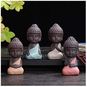 SURPRIZON 4 Pack Mini Cute Buddha Statue, Ceramic Small Adorable Monk Figurines, Yoga Mand SURPRIZON 4 Pack Mini Cute Buddha Statue, Ceramic Small Adorable Monk Figurines, Yoga Mand