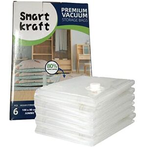 Smart Kraft 6 PACK 100 X 80 CM JUMBO (EXTRA LARGE) VACUUM STORAGE BAGS FOR CLOTHES, DUVETS, Smart Kraft 6 PACK 100 X 80 CM JUMBO (EXTRA LARGE) VACUUM STORAGE BAGS FOR CLOTHES, DUVETS,