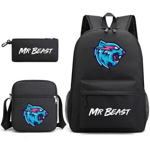 Unbranded (Black 1) 3pcs Set Mr Beast Lightnings Cat Backpack School Crossbody Bag Pencil Unbranded (Black 1) 3pcs Set Mr Beast Lightnings Cat Backpack School Crossbody Bag Pencil