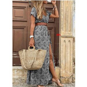 Unbranded (grey, XL) 2020eBay WISH Hot Selling Women's Fashion Bohemian V-Neck Floral Dres Unbranded (grey, XL) 2020eBay WISH Hot Selling Women's Fashion Bohemian V-Neck Floral Dres