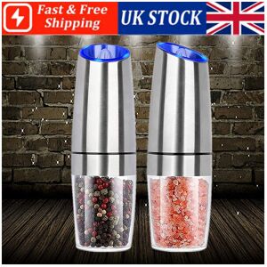 Unbranded Gravity Electric Pepper and Salt Grinder Powered With LED 2PCS Slivery Unbranded Gravity Electric Pepper and Salt Grinder Powered With LED 2PCS Slivery
