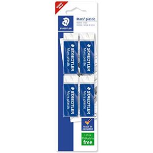 Staedtler Mars Plastic 526 50 Blister Pack of 4 Pencil Erasers Staedtler Mars Plastic 526 50 Blister Pack of 4 Pencil Erasers