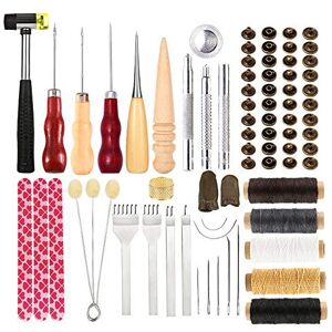 Qzma Leather Tools Kit, Leather Working Tools, Basic Leather Sewing Kit with Waxed Th Qzma Leather Tools Kit, Leather Working Tools, Basic Leather Sewing Kit with Waxed Th