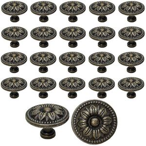 Unbranded 20pcs Vintage Cupboard Door Drawer Knobs 35mm Flower Design Brass Kitchen Cabine Unbranded 20pcs Vintage Cupboard Door Drawer Knobs 35mm Flower Design Brass Kitchen Cabine