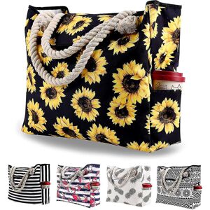 Unbranded (Sunflower) Oversized Waterproof Canvas Beach Bag With 4 Inner Pockets For Trave Unbranded (Sunflower) Oversized Waterproof Canvas Beach Bag With 4 Inner Pockets For Trave