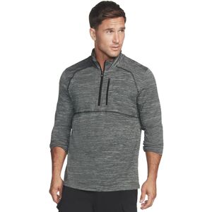 (S, Alloy/Bold Black) Skechers Mens 2021 On The Road Mock Neck Heathered 1/4 Zip (S, Alloy/Bold Black) Skechers Mens 2021 On The Road Mock Neck Heathered 1/4 Zip