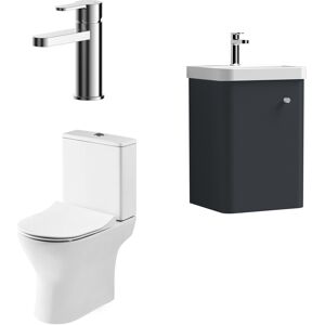 Balterley Cloakroom Suite - Wall Hung 400mm Vanity, Toilet and Tap Set - Soft Black Balterley Cloakroom Suite - Wall Hung 400mm Vanity, Toilet and Tap Set - Soft Black
