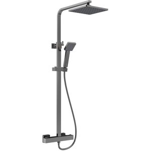 Balterley Square Thermostatic Shower Kit with Fixed Head & Adjustable Handset - Brushed Pe Balterley Square Thermostatic Shower Kit with Fixed Head & Adjustable Handset - Brushed Pe