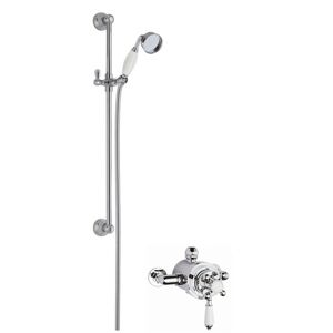 Balterley Traditional Dual Exposed Valve & Slide Rail Shower Set - Chrome/White - Balterle Balterley Traditional Dual Exposed Valve & Slide Rail Shower Set - Chrome/White - Balterle