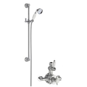Balterley Kingsey Traditional Twin Exposed Valve & Slide Rail Shower Set - Chrome/White - Balterley Kingsey Traditional Twin Exposed Valve & Slide Rail Shower Set - Chrome/White -