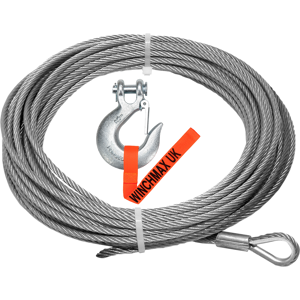 WINCHMAX Steel Rope 25m X 14mm - Hole Fix - 1/2 Inch Clevis Hook - for winches up to 20000lb WINCHMAX Steel Rope 25m X 14mm - Hole Fix - 1/2 Inch Clevis Hook - for winches up to 20000lb