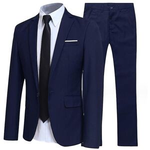Unbranded (Navy, 2XL) Men's Suit Single-breasted One Button Center Vent 2 Pieces Slim Fit Unbranded (Navy, 2XL) Men's Suit Single-breasted One Button Center Vent 2 Pieces Slim Fit
