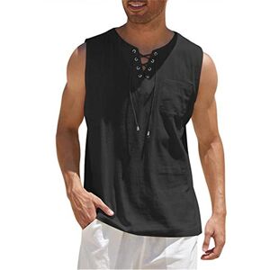 Unbranded (Black, M) Men's Medieval Renaissance Viking Pirate Cotton Linen Look Tank Top S Unbranded (Black, M) Men's Medieval Renaissance Viking Pirate Cotton Linen Look Tank Top S